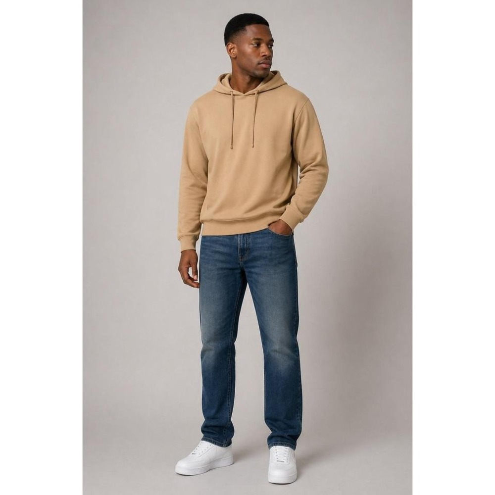 ASOS Men's Tan Pullover Hoodie Size 6 Relaxed Fit Lightweight‎ Casual Sweatshirt